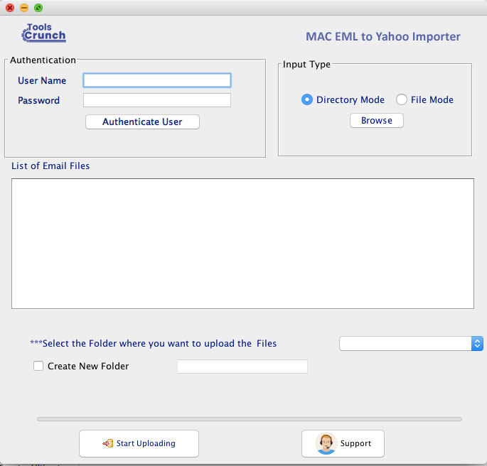 ToolsCrunch Mac EML to Yahoo Importer 1.0