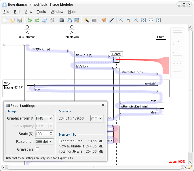 Trace Modeler for UML Sequence Diagrams 1.4