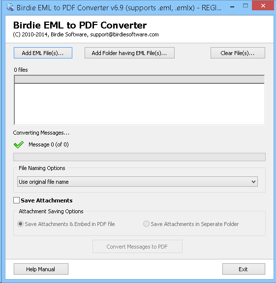 Transfer EML Files to PDF 8.0