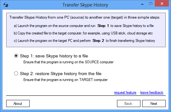 Transfer Skype History 1.0.2