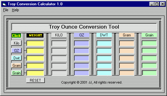 Troy Ounce Conversion Tool 3.1