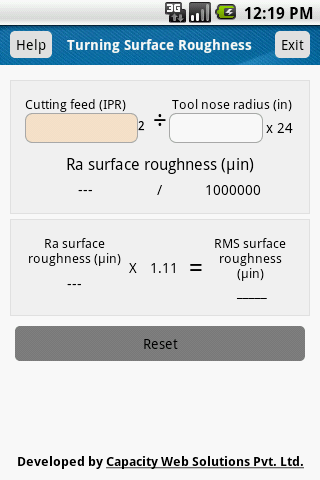 Turning Surface Roughness Calc 1.0