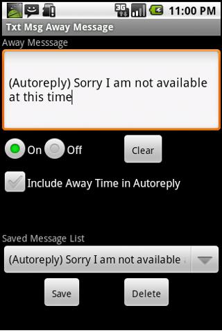 Txt Msg Away Message Varies with device