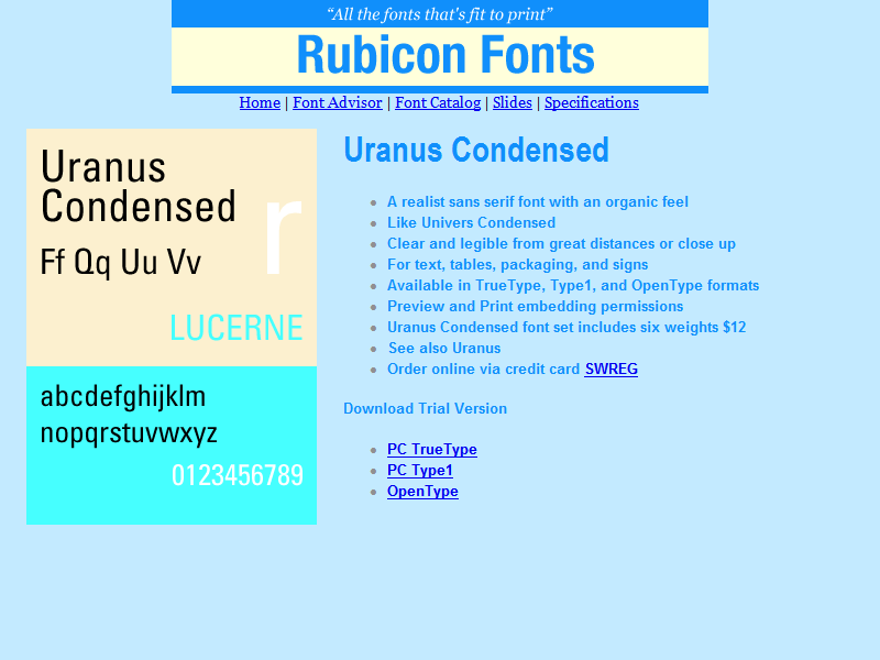 Uranus Condensed Font Type1 2.00