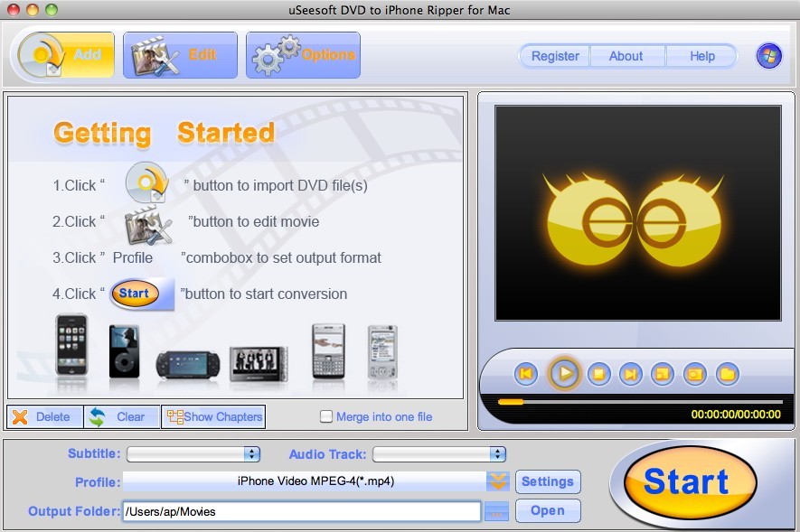 USeesoft DVD to iPhone Ripper for Mac 2.0.3.3