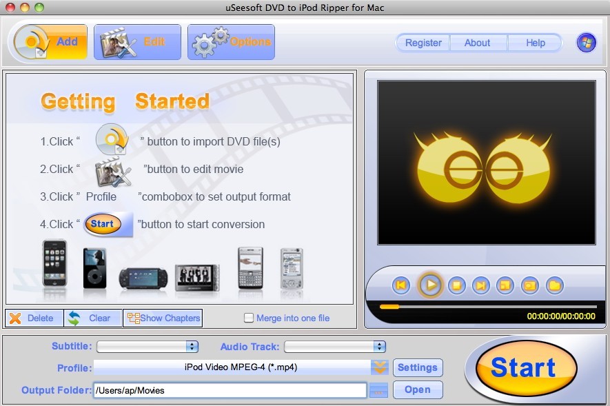 USeesoft DVD to iPod Ripper for Mac 2.0.1.1