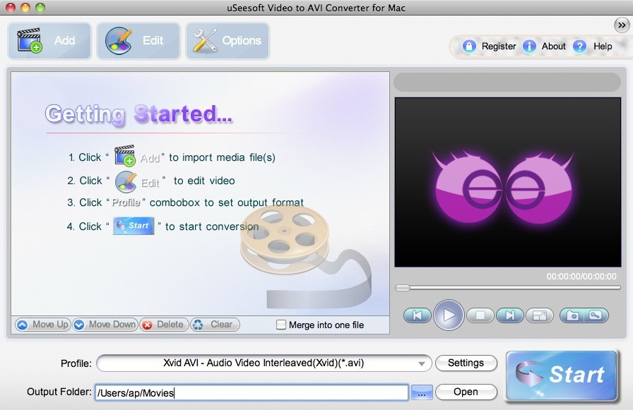 USeesoft Video to AVI Converter for Mac 2.0.3.1
