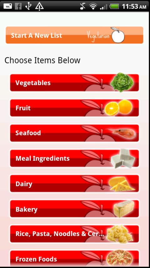 Vegetarian Shopping List 1.0