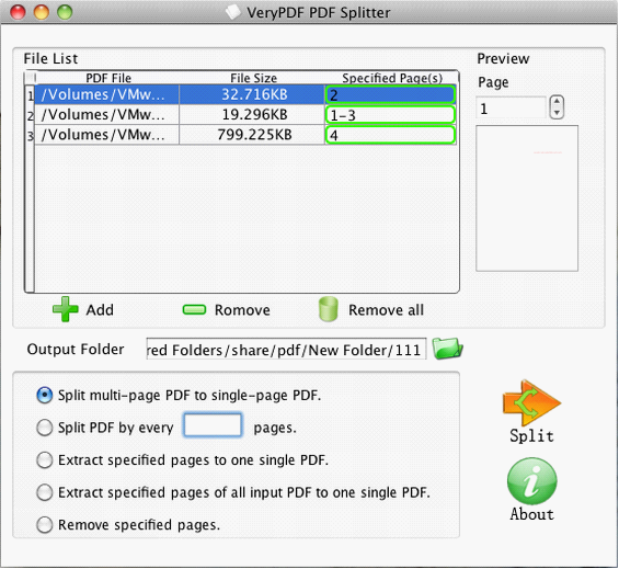 VeryPDF PDF Splitter for Mac 2.0