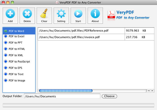 VeryPDF PDF to Any Converter for Mac 2.0