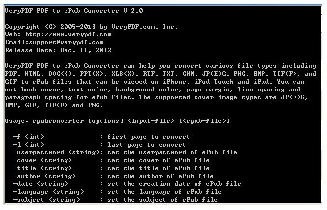 VeryPDF PDF to ePub Converter CMD 2.0