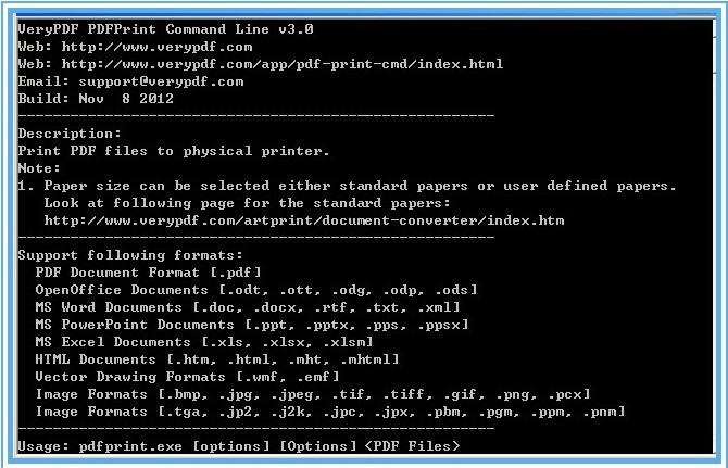 VeryPDF PDFPrint Command Line 3.0