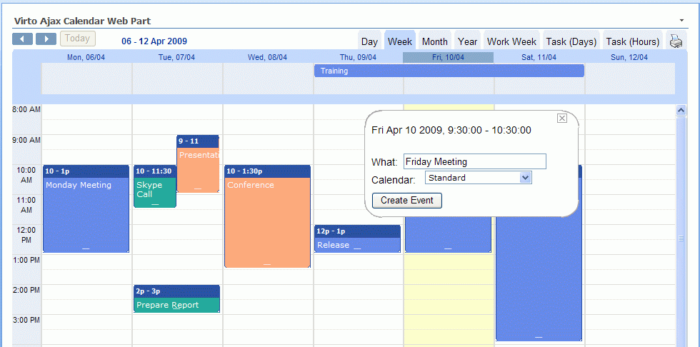 Virto Ajax SharePoint Web Part Calendar 1.0.0.0