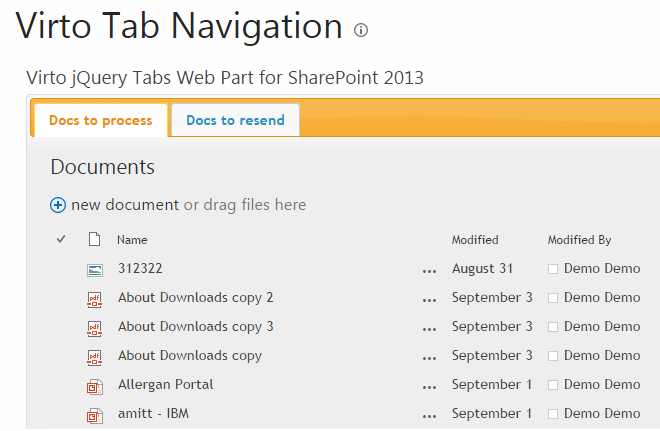 Virto SharePoint JQuery Tab Navigation 2.0.0