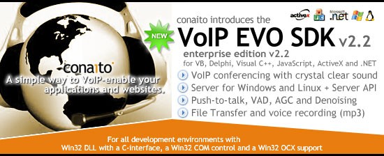 VoIP EVO SDK with DLL, OCX/ActiveX, COM, C-interface and .NET for Windows and Linux 2.2