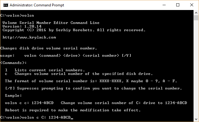 Volume Serial Number Editor Command Line 2.02