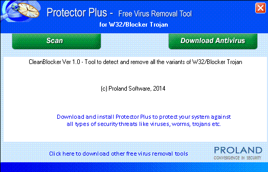 W32/Blocker Free Trojan Removal Tool 1.0