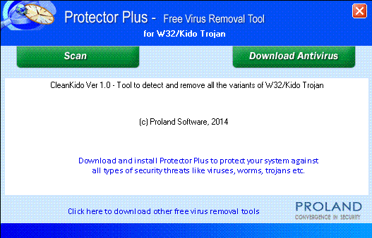 W32/Kido Free Trojan Removal Tool 1.0