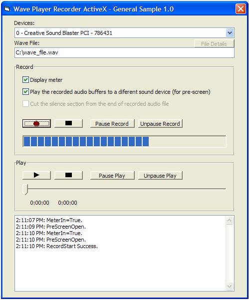 Wave Player Recorder ActiveX (OCX) 1.0
