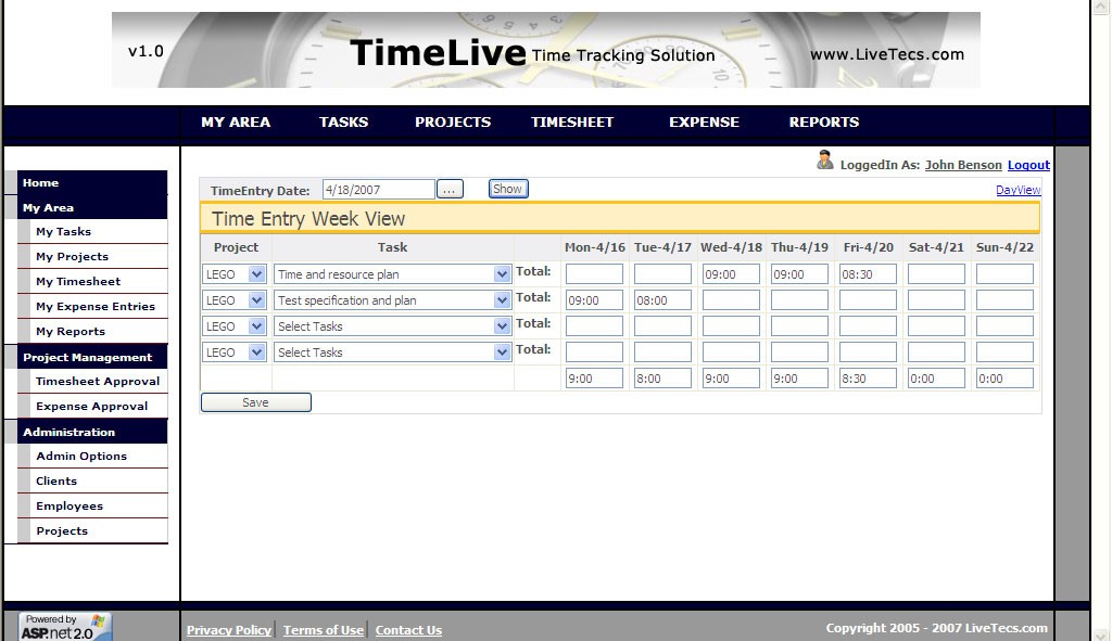 Web Based Time Tracking Tool 7.1.5