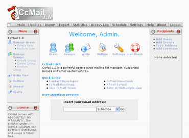 Webuzo for ccMail 1.0.2