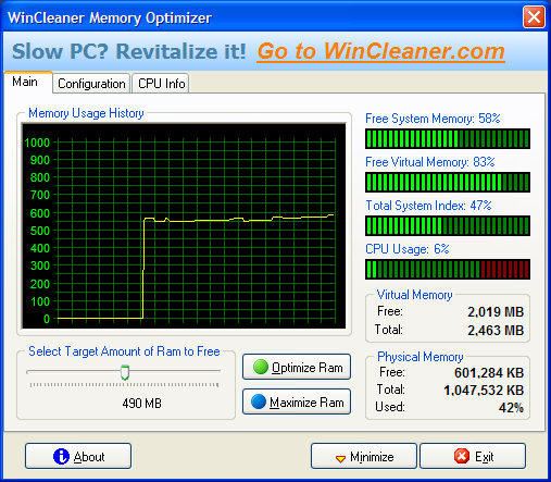 WinCleaner Memory Optimizer 5.2