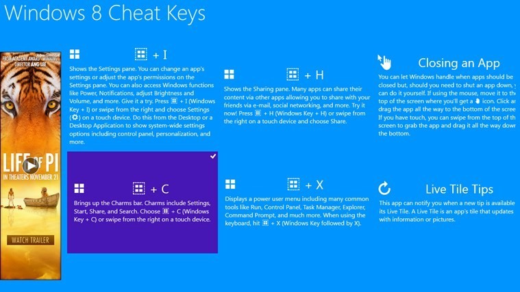 Windows 8 Cheat Keys 1.0