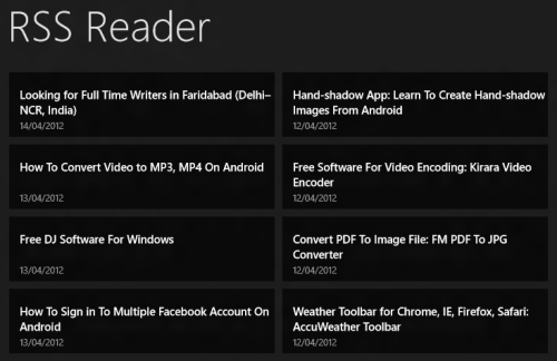 Windows 8 Metro RSS Reader 10