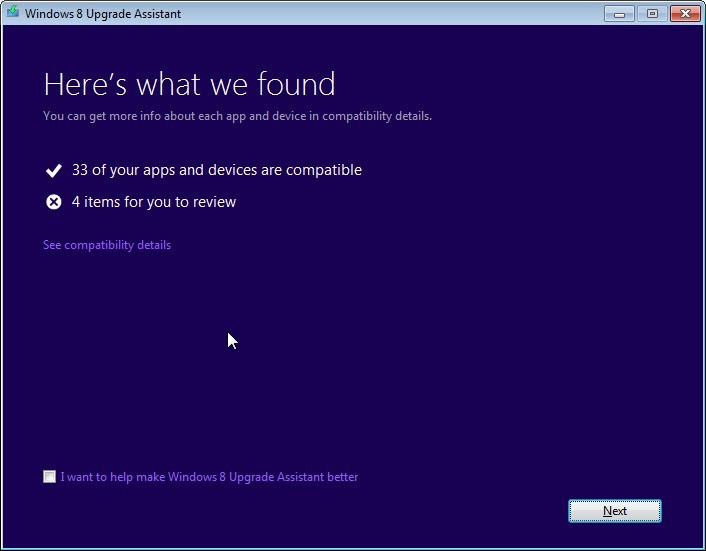 Windows 8 Upgrade Assistant 6.2.9200.16384