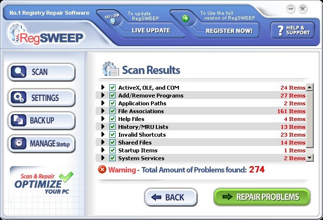 Windows Registry SWEEP (Cleaner) 2012.07.1