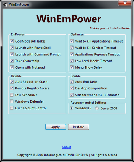 WinEmPower 1.0.0