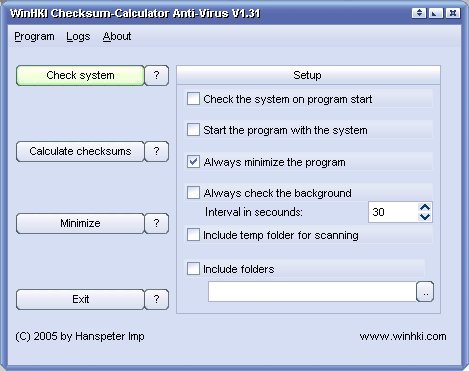 WinHKI Checksum-Calculator Anti-Virus 1.62