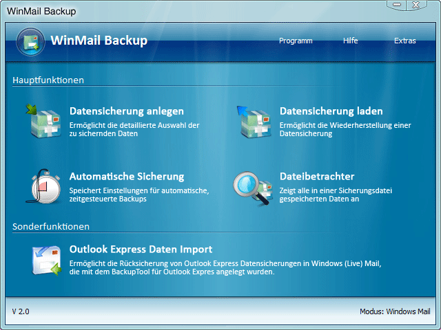 WinMail Backup - Windows Mail Databackup 3.7.21.1039