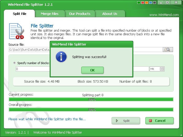 WinMend File Splitter 1.2.1