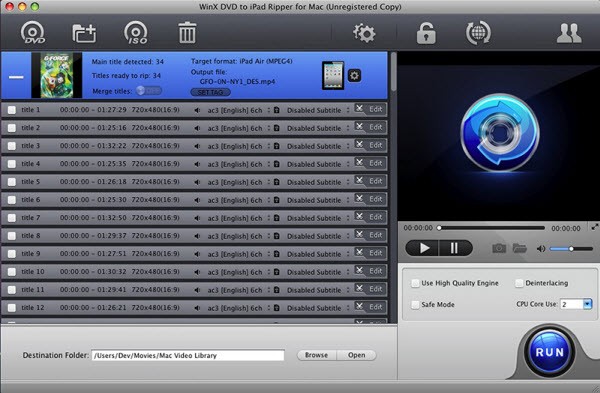 WinX DVD to iPad Ripper for Mac 4.0.5