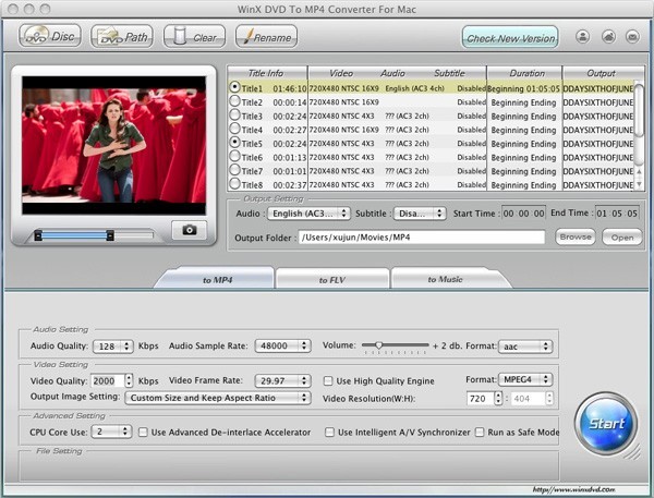 WinX DVD to MP4 Converter for Mac 2.0