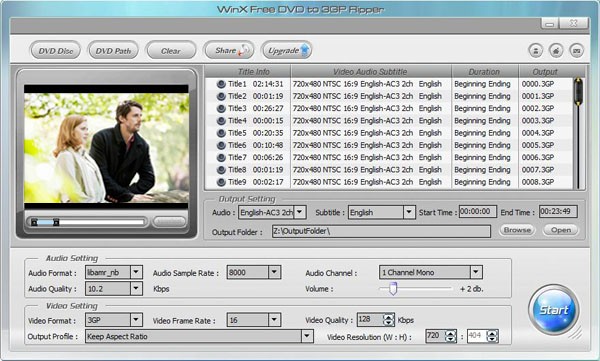 WinX Free DVD to 3GP Ripper 7.6