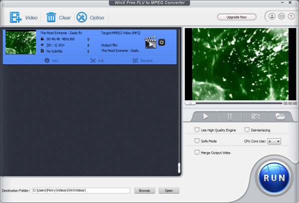 WinX Free FLV to MPEG Video Converter 5.0.7