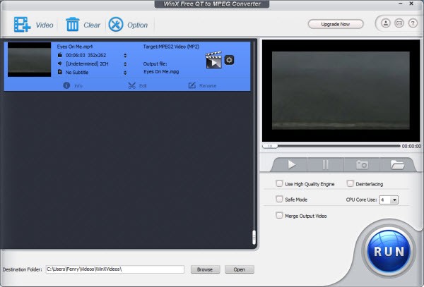 WinX Free QT to MPEG Converter 5.0.6