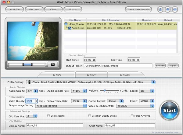 WinX iMovie Video Converter for Mac 2.8.0