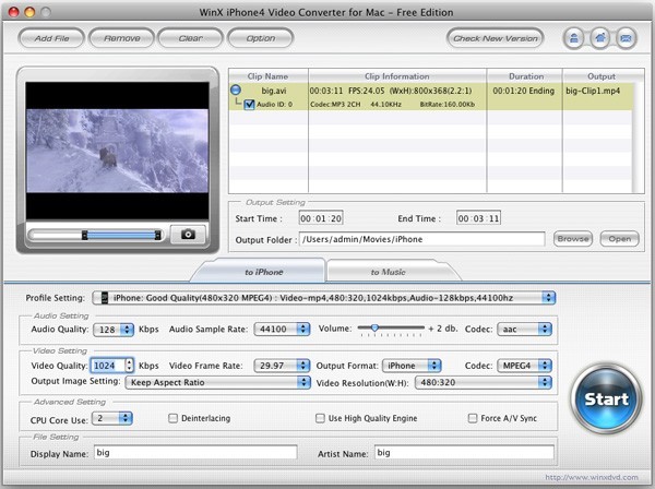 WinX iPhone 4 Video Converter for Mac 2.8.0