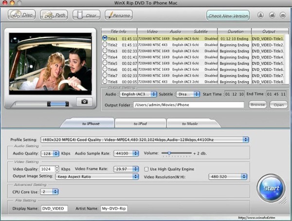 WinX Rip DVD to iPhone Mac 2.5.1