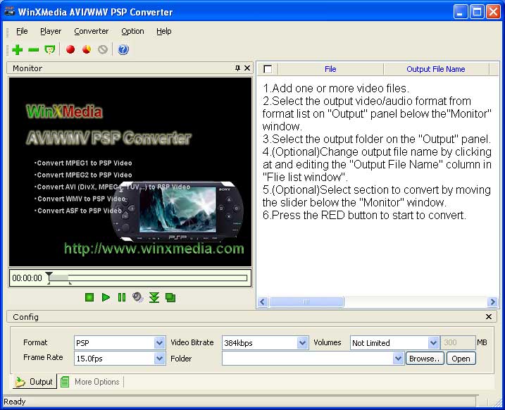 WinXMedia AVI/WMV PSP Converter 1.5f