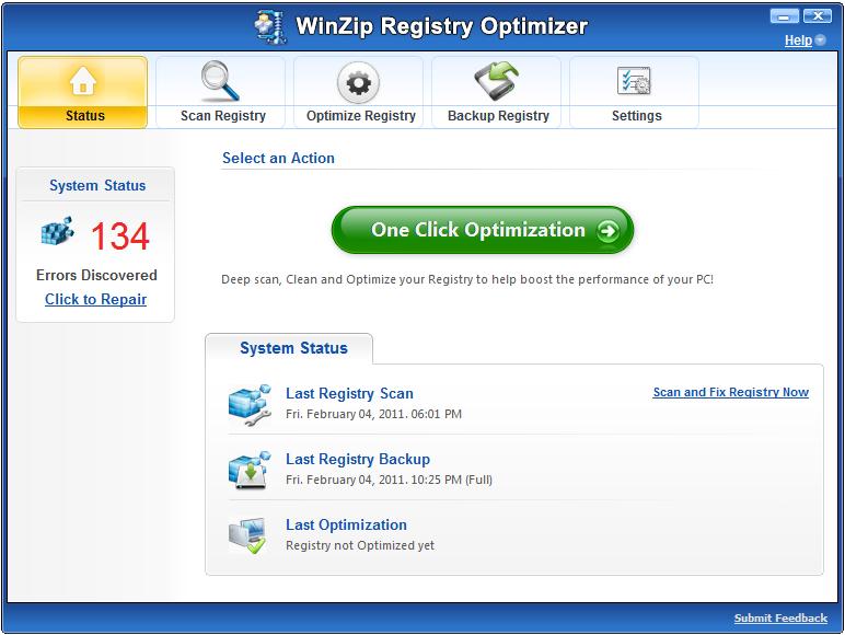 WinZip Registry Optimizer 2.0