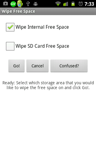 Wipe Free Space: Internal + SD 1.6