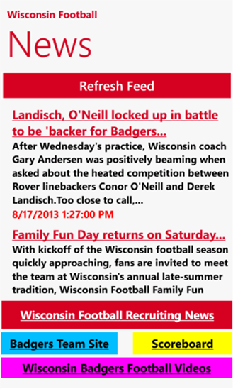 Wisconsin Football News 1.1.0.0
