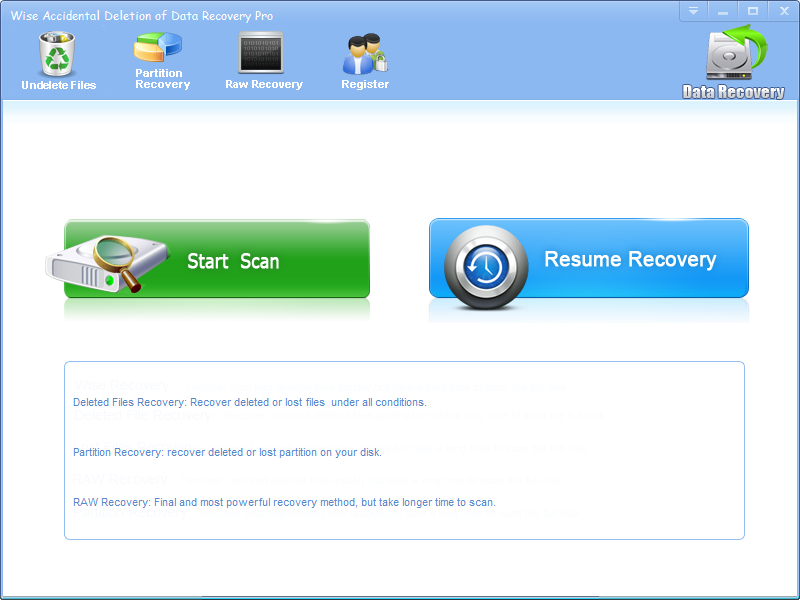 Wise Accidental Deletion Of Data Recovery 2.9.8