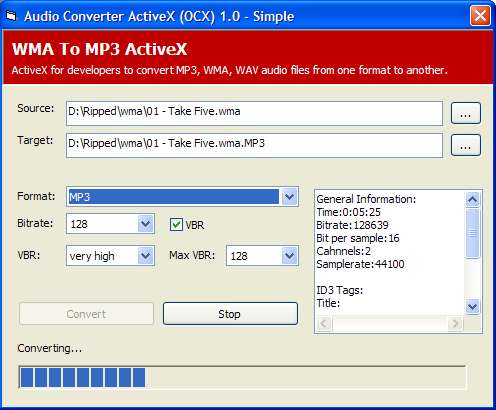 WMA To MP3 Activex (OCX) 1.0