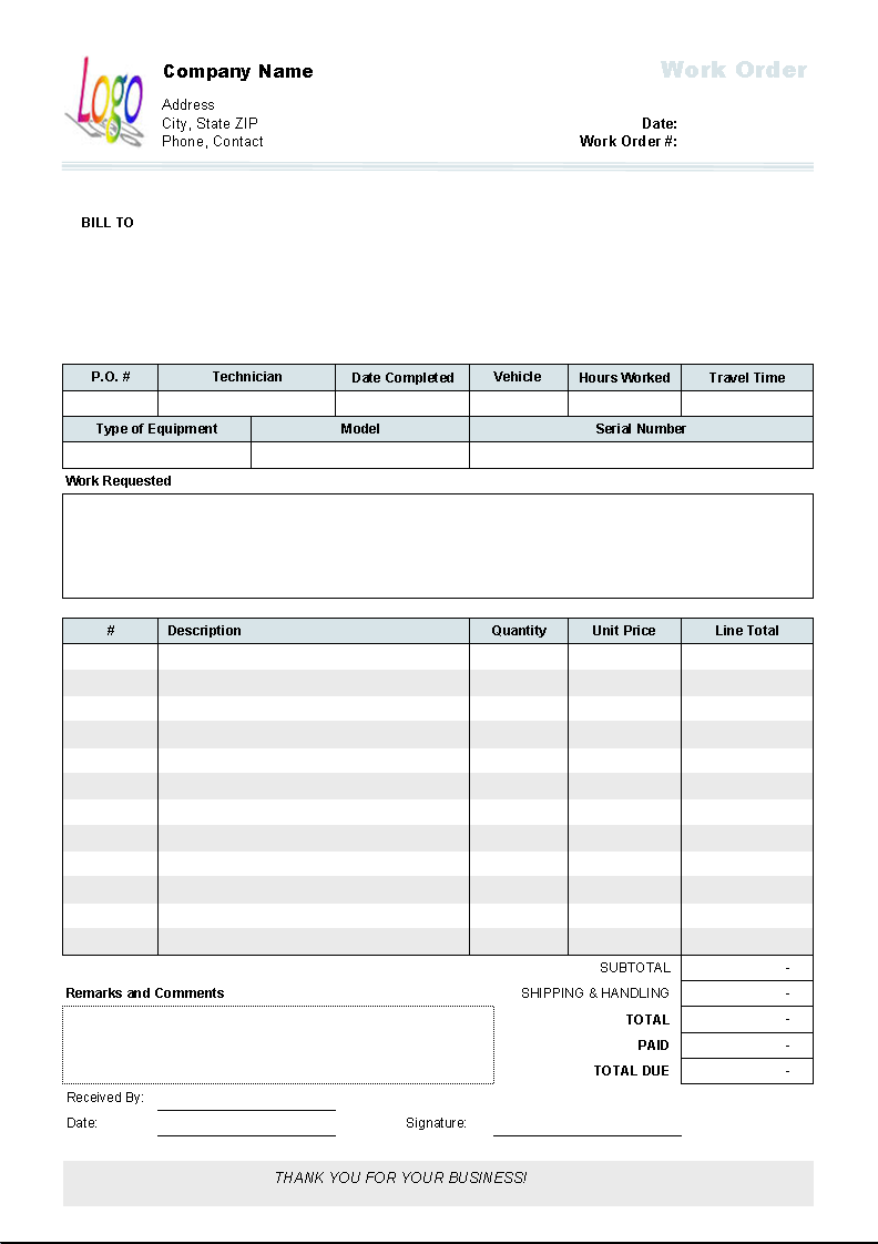 Work Order Template Free Download and Review