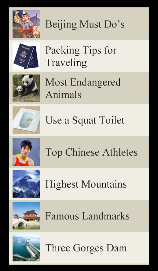 World Travel Lists - CHINA 1.0